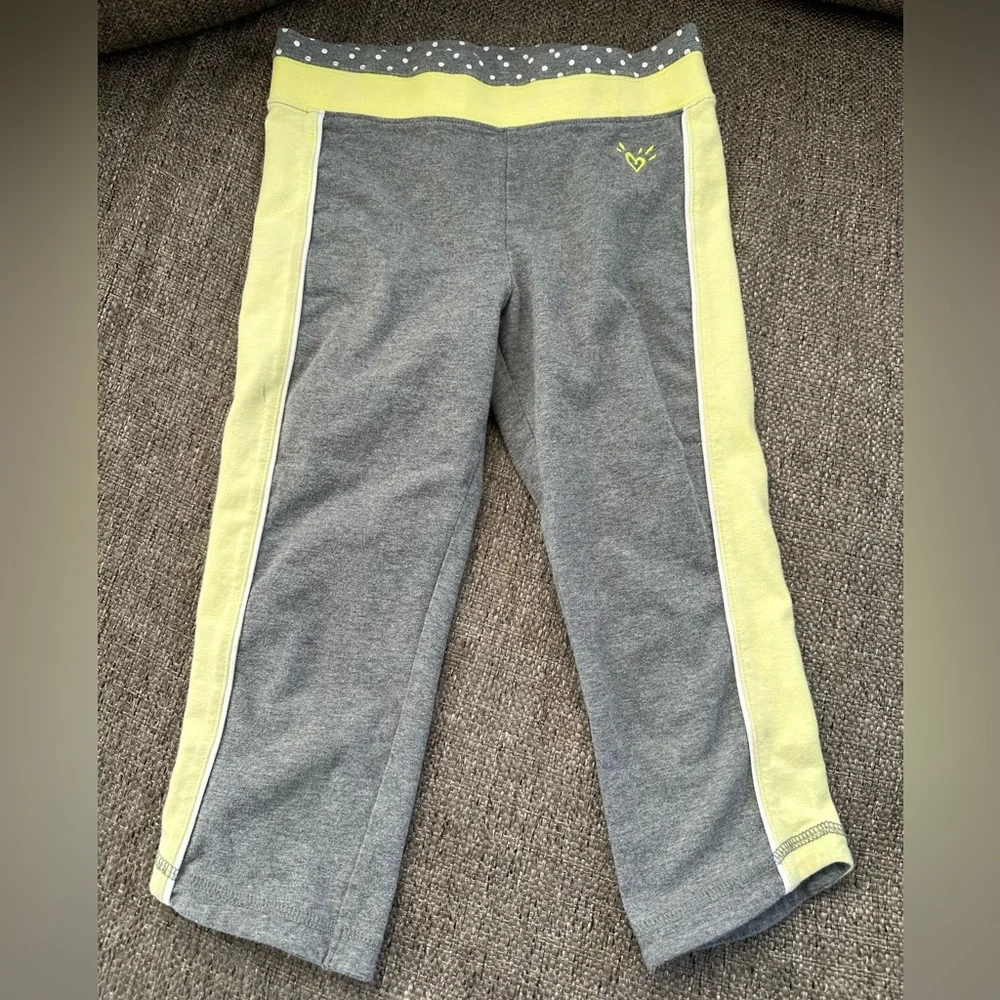 Justice Girls Gray Yellow Cropped Leggings Size 8